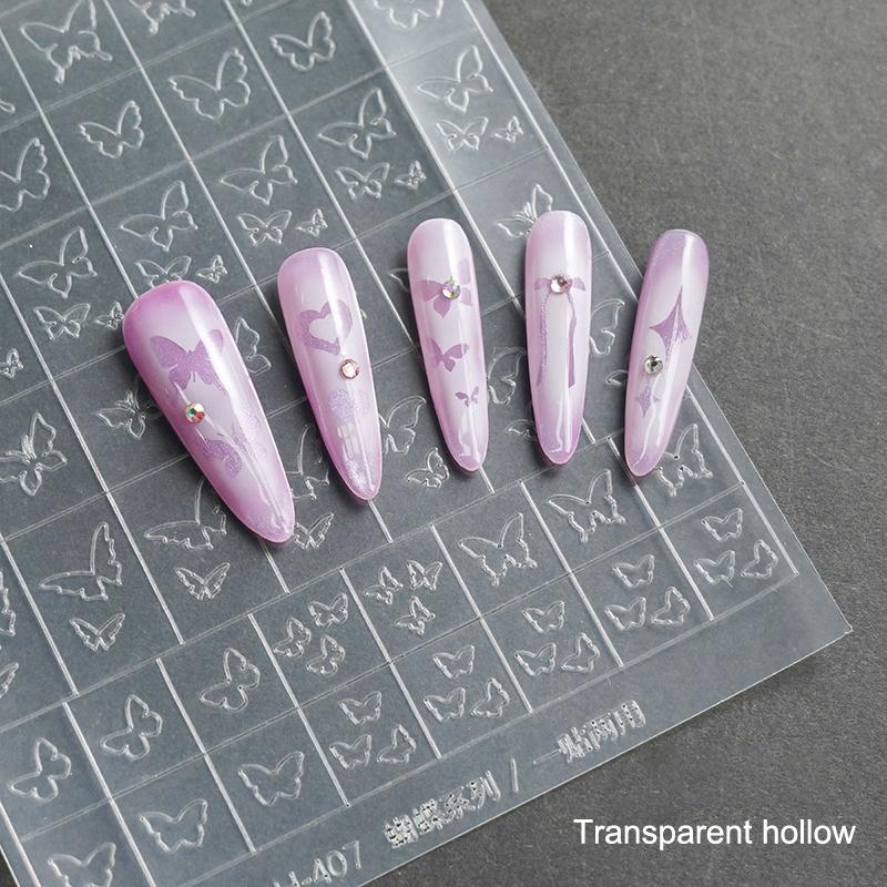 Flocon de neige creux transparent Feux d'artifice Cheval Autocollants pour ongles Pochoir aérographe Année du Cheval Série Nouvel An Décoration Autocollant pour ongles