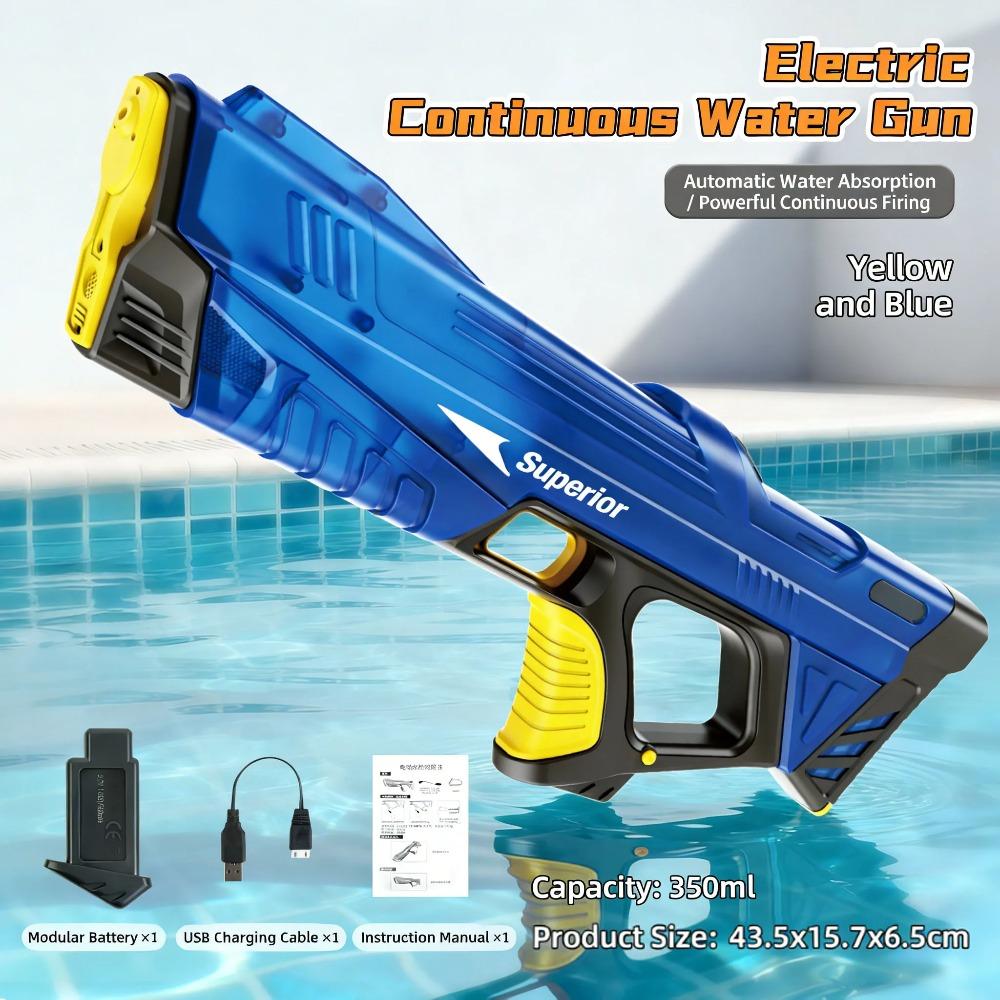 New Electric Water Guns Children Wholesale AutomaticWater Absorption Battery DisplayLarge Capacity Boys' Water PlayToyWater Gun