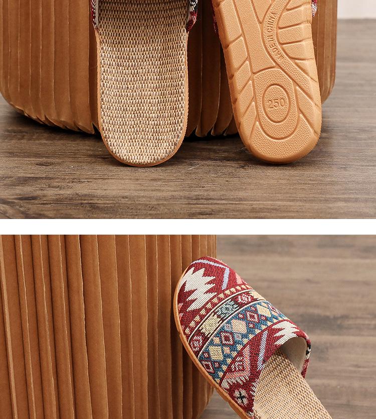Women's Ethnic Diamond Pattern Cotton-Linen Headscarf Slippers - Large Size, Comfortable Home Footwear