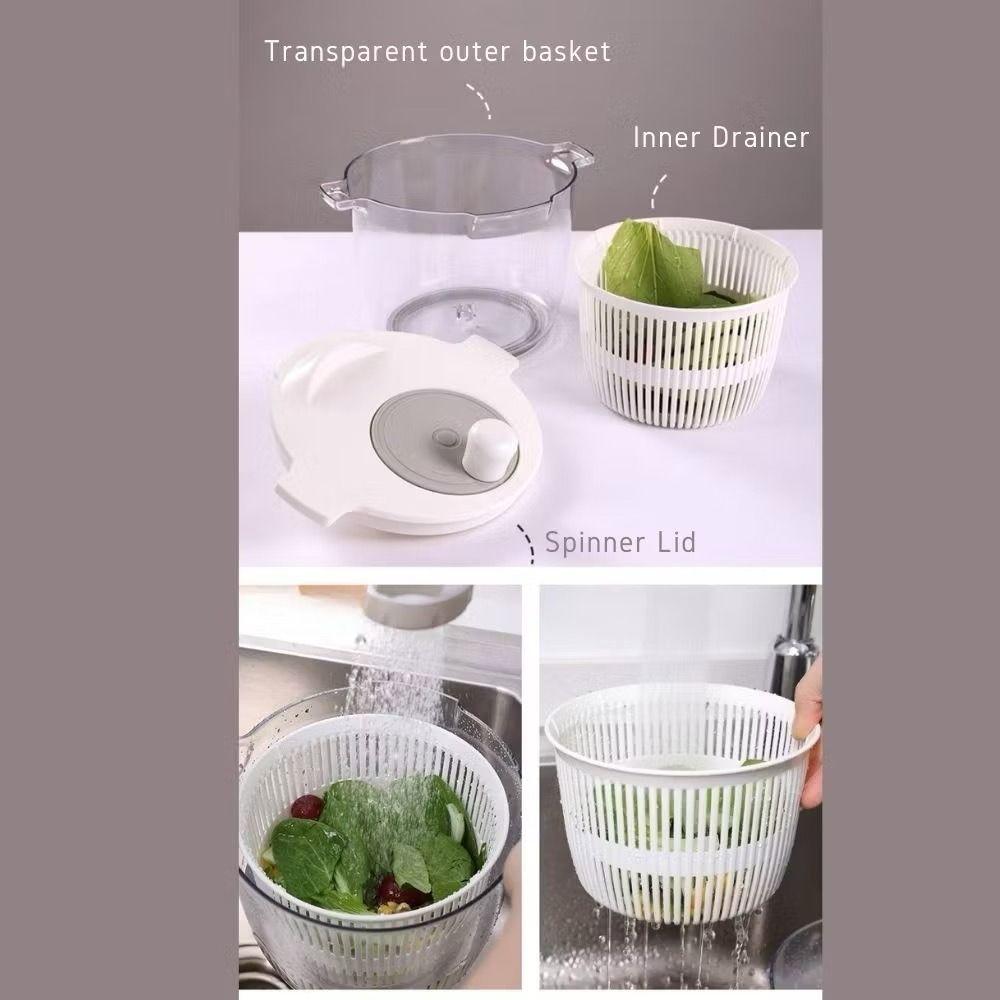 High Quality 2 in 1 Salad Spinner Salad Dryer Household Multifunctional Absorbent Basket Large Capacity Food Strainer