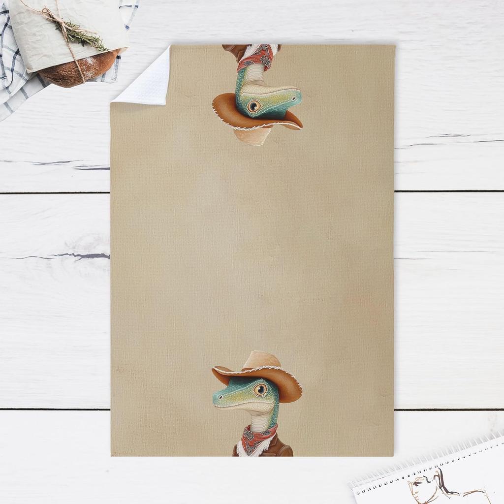 Cabana Bro Western Cowboy Crocodile Kitchen Towels, Gifts for Animal Lovers Women Decorative Hand Towels for Bathroom, Rustic Farmhouse Cowboy