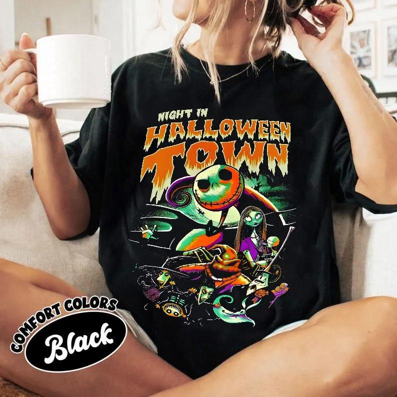 

Vintage Nightmare Before Christmas Characters Poster Shirt Jack Sally Tee Disneyland Halloween Party Family Trip S
