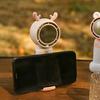 Cartoon Animal Ears Handheld Fan with Mirror Phone Holder Speed Adjustable USB Rechargeable
