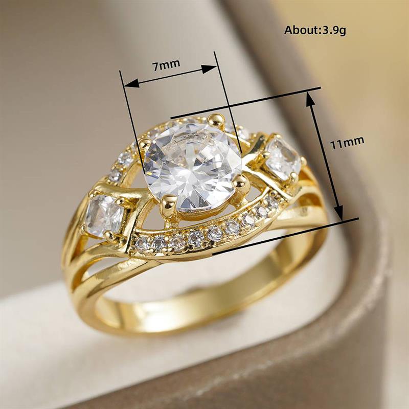 Xiaomi Huitan Hollow Design Women Ring for Wedding Engagement Versatile Gold Color Luxury Lady Finger Accessories Jewelry with Shiny CZ