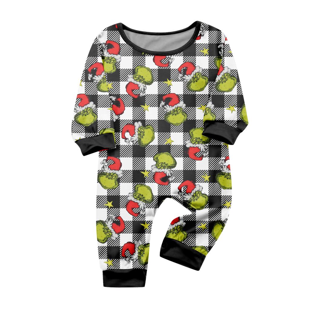 Print Cute Family Set Pajamas, Home Clothes, Family Set Long Sleeve Top Pants Set