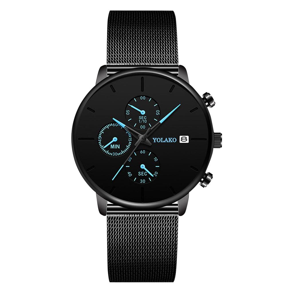 Men's Watches, Stylish Quartz Watches, Mesh Stainless Steel Watches, Waterproof Chronograph Watches With Automatic Date, Men's Stylish Casual Watches