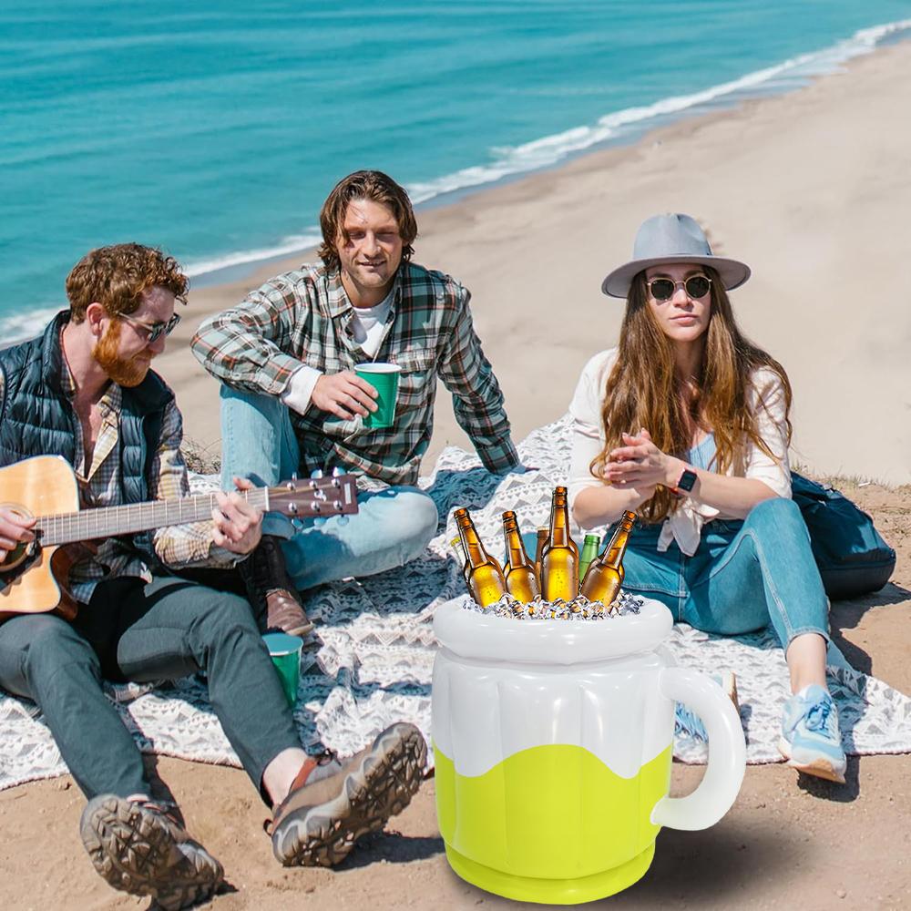 1Pc Inflatable Beer Mug Cooler Durable Drink Chiller Floating Cooler For Pool Party Decorations And Summer Gatherings