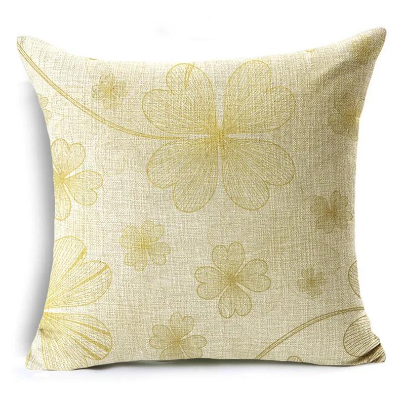 Nordic Style Golden Leaf Simple Bedside Cushion Cover Living Room Sofa Decoration Pillowcase 4040cm/4545cm/5050cm