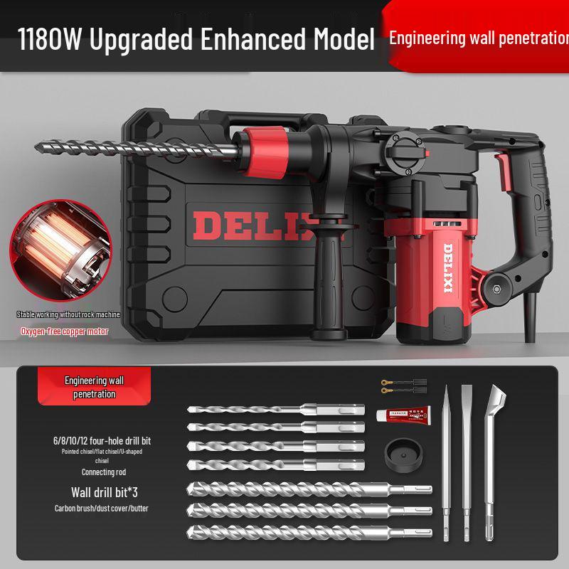 Delixi Multi-Function Electric Hammer & Drill - Industrial-Grade, Dual-Purpose, Lithium-Powered