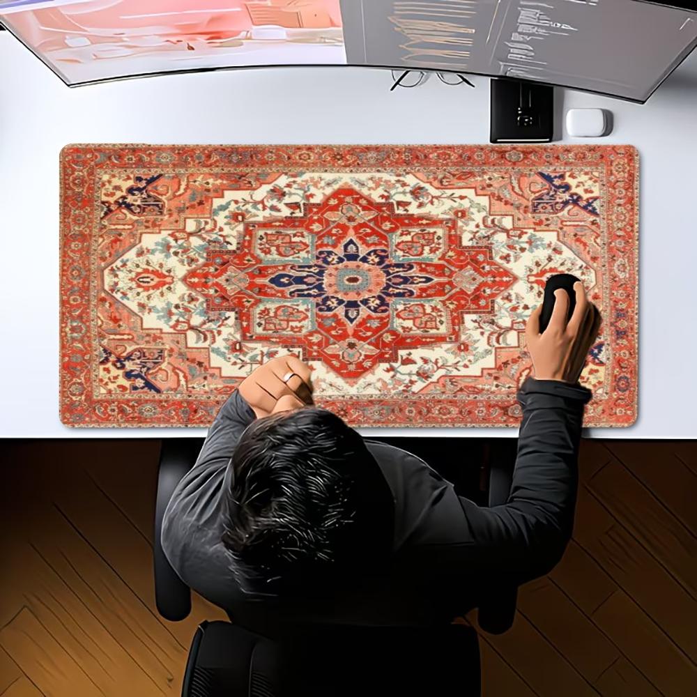 Oriental Mandala Persian Rug XXL Gaming Mouse Pad Non-Slip Rubber Deskmat Overlocked Edge PC Keyboard Desktop Game Table Mats