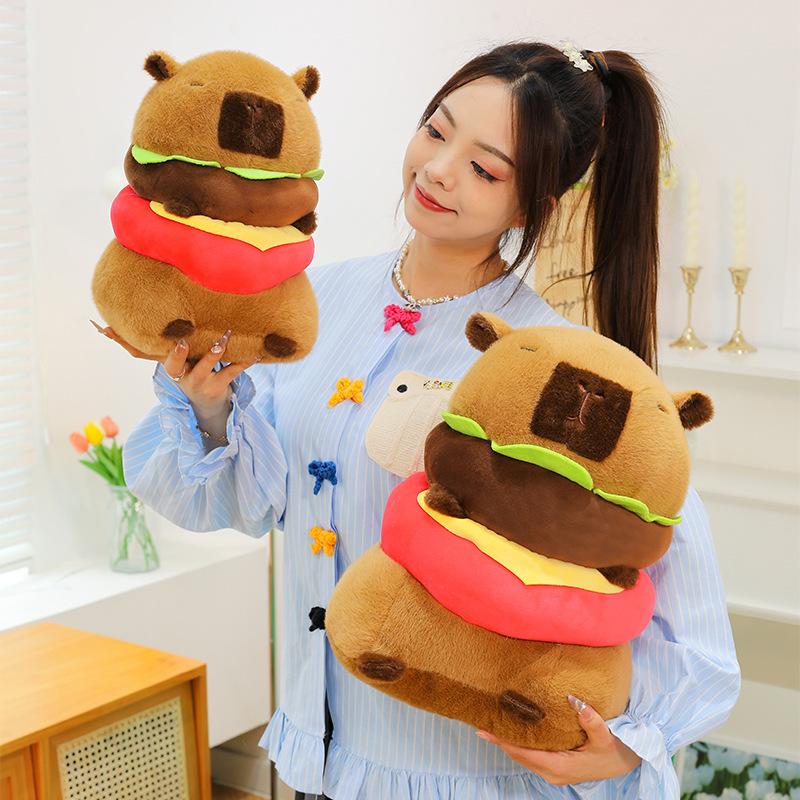 Bambola Capibara Burger Giocattolo di Peluche Capibara Burger Carino Scambio di Regali di Compleanno