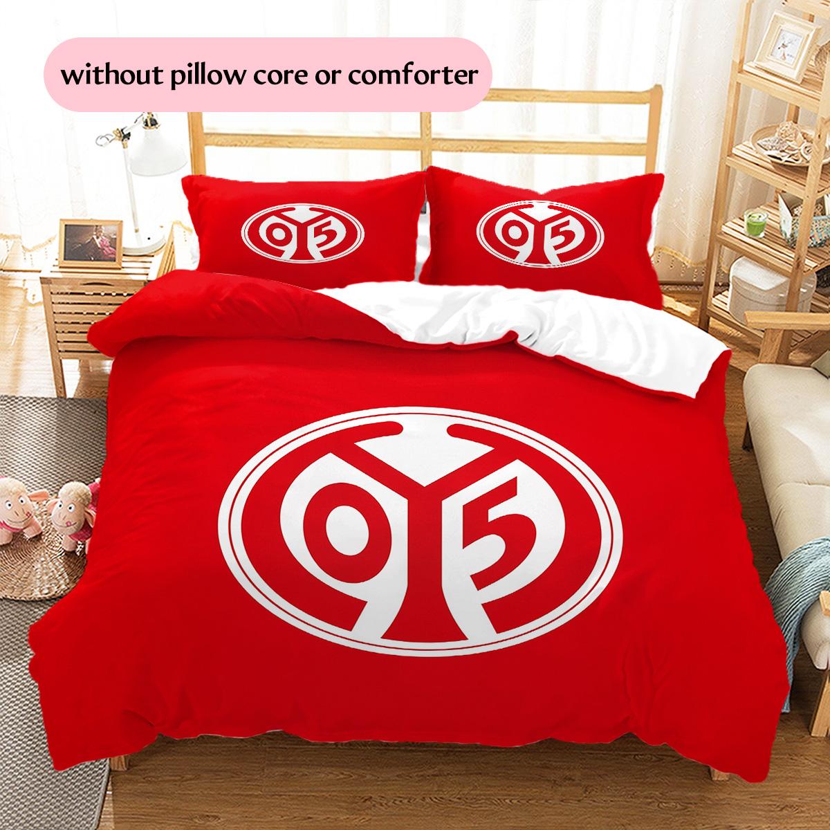 No.1 Football and Sports Club  Pattern Bedding Quilt Set  Home Decoration  Gift (1 * duvet cover + 2 * pillowcase  without core) 155x200cm