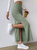 2024 Women's Simple Ribbed A-line High-waisted Slit Long Dress for Autumn/Winter