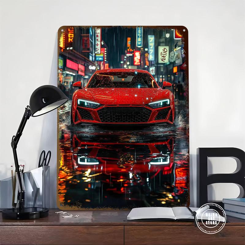 Sports Car R8 Car Metal Poster Customized Wall Art Retro Vintage Tinplate Signs for Man Cave Decoration Home Decor Items House