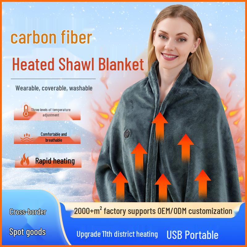 USB Heated Washable Electric Blanket for Home, Office, or Travel 8 Zone Heating