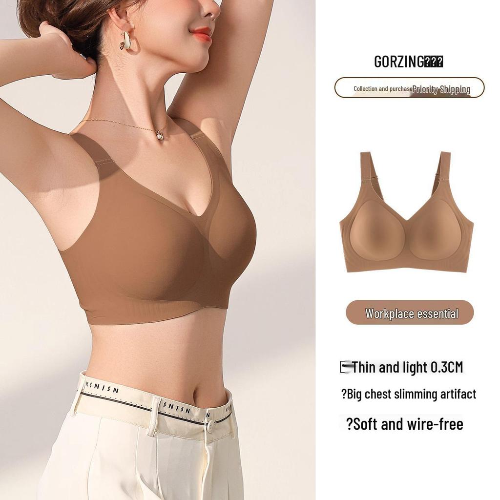 Damen Nahtlose Unterwäsche: Schlankmachender Vollschalen-BH mit Anti-Hänge-Stütze, Übergröße, Sommerstil