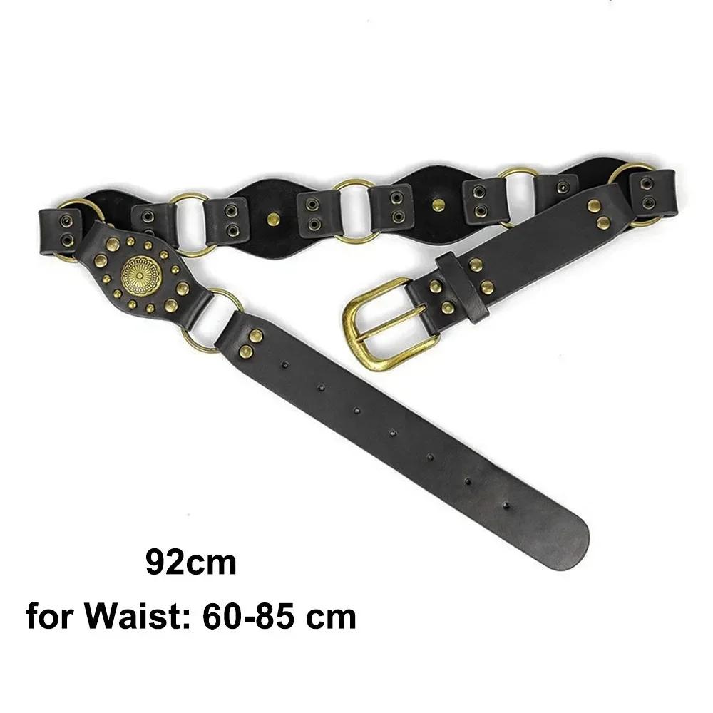 Grommet PU Leather Waist Belt Vintage Rivet Gothic Steampunk Waist Cinch Belt Wide y2k Waistband Female Jeans