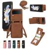 Vertical Cards Solt Crossbody Wallet Leather Case For Samsung Galaxy Z Flip 7 FE 6 5 4 3 5G Flip6 Bag Long Lanyard Cover Fundas