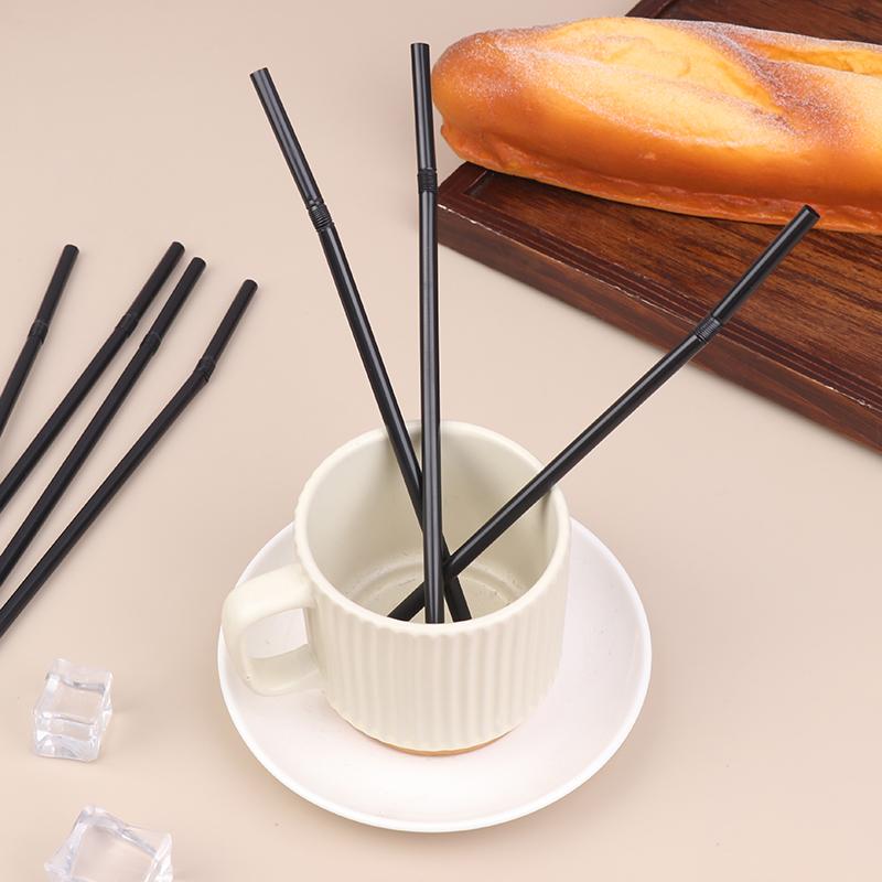 100Pcs Drinking Straws Black Flexible Wedding Party Supplies Drinking Straws Kitchen