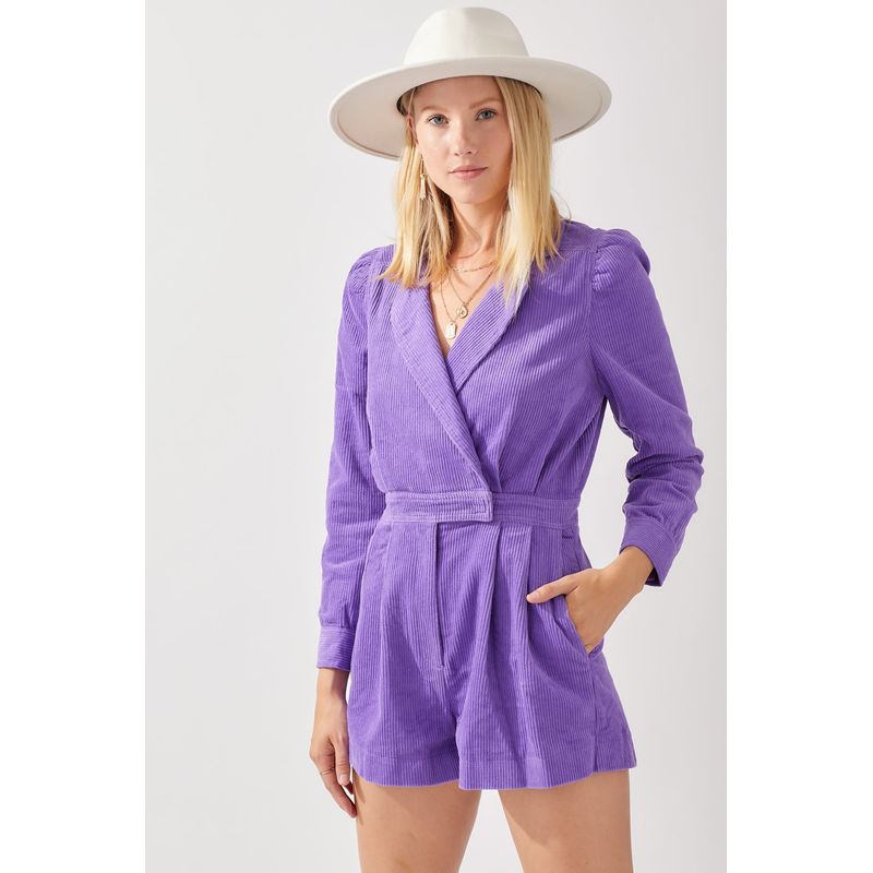 

Fashion Niche Style Day * M * on Corduroy Super Nice One-Piece Shorts Multicolor Purple L