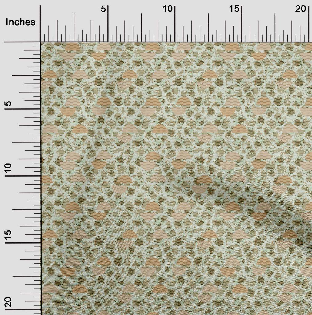 oneOone Cotton Flex Light Grayish Green Fabric Circle Geometric Sewing Craft Projects Fabric Prints By Yard 40 Inch
