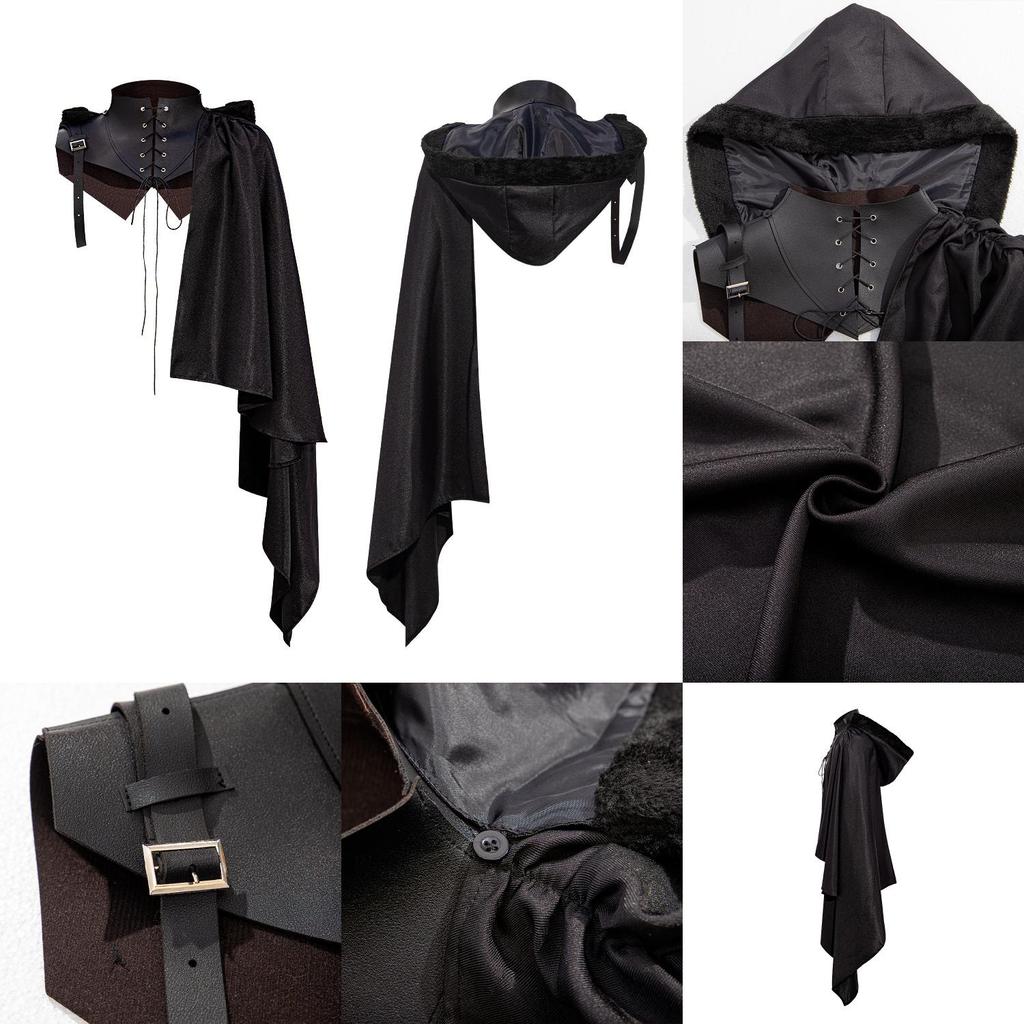 Capa Cos de Estilo Medieval com Capuz para Fantasias de Halloween e Apresentações de Crianças