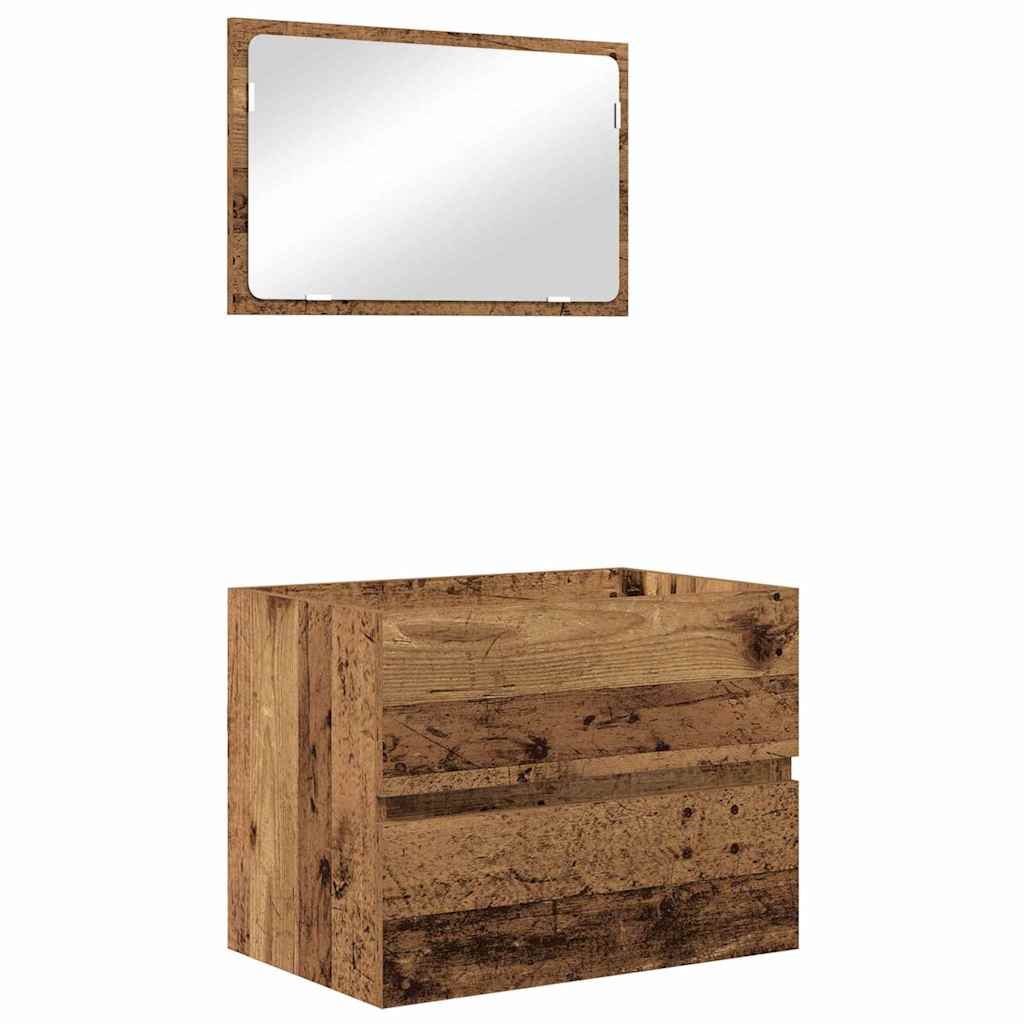 Bathroom Furniture Set with Drawers 3 pcs Reclaimed Wood Effect Particleboard