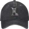 Zebrahuvud Porträtt Tvättad Denim Keps Justerbar Unisex Avslappnad Solskyddshatt