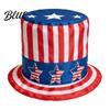 Fourth of July for 4th Flag Hat Top Hat American Uncle Costume July USA Red White Blue Patriotic Party
