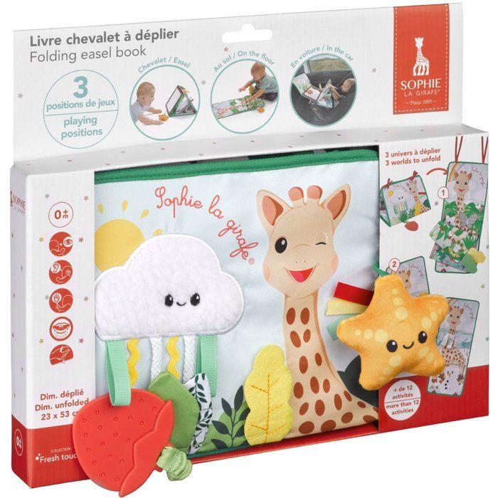 Livre d'éveil - SOPHIE LA GIRAFE - Livre Chevalet a déplier - 3 positions jeu - Miroir - Activités sensorielles