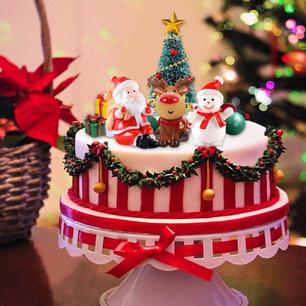 Christmas Cupcake Toppers Cake Decoration with Snowman Christmas Tree and Gifts for Xmas Theme Birthday Happy New Year Party