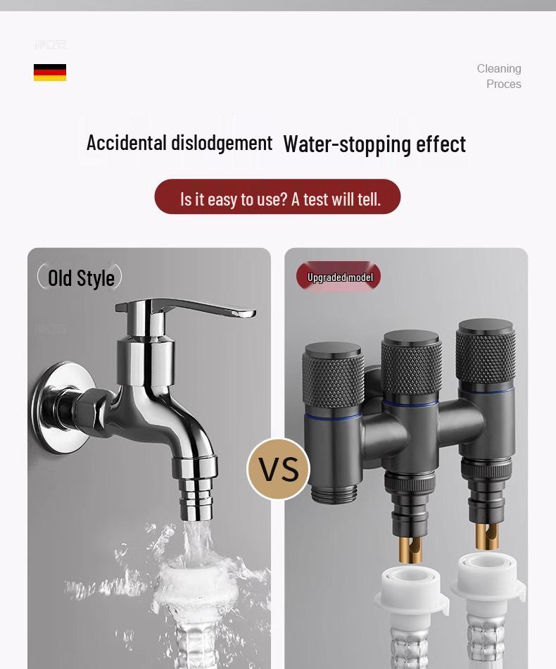 All-Copper Three-Way Diverter Valve with Triple Control Angle Faucet