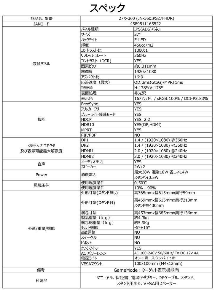 Herní monitor JAPANNEXT, 360 Hz, 1 ms, rozlišení Full HD 1920 x 1080, IPS panel, úhel osvětlení, 27 palců (HDMI/DisplayPort/VESA kompatibilní/modrá