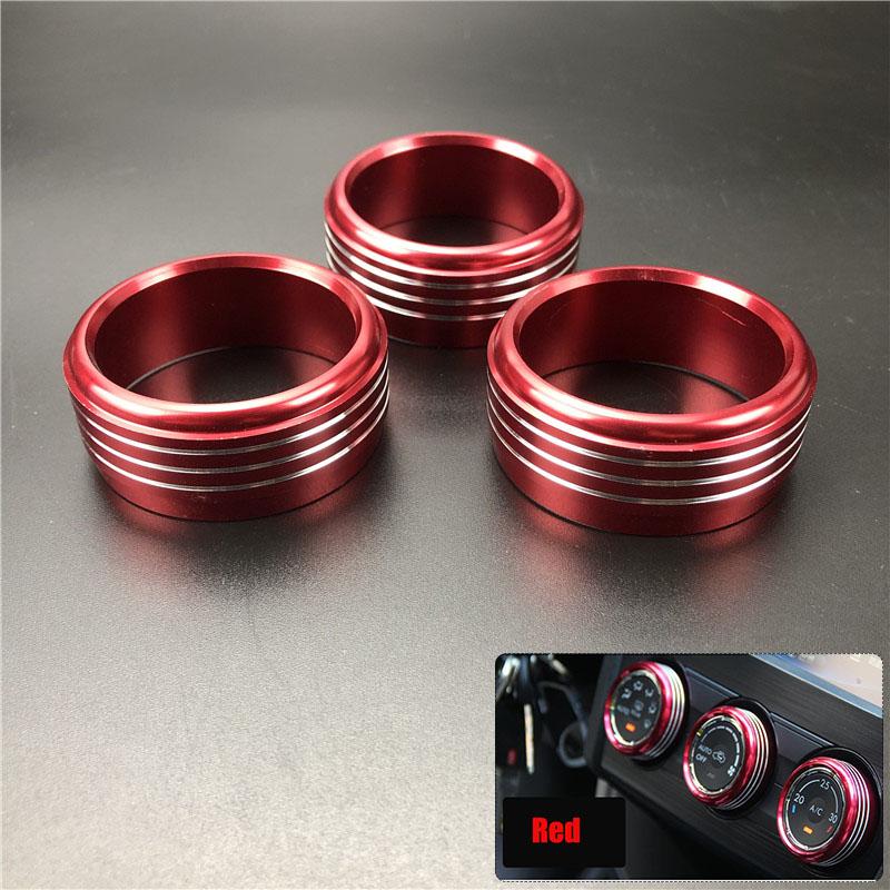 3Pcs/Set Car Styling AC Adjustment Knob Decorative Ring For Subaru Forester Impreza XV Crosstrek WRX Levorg Auto Accessories