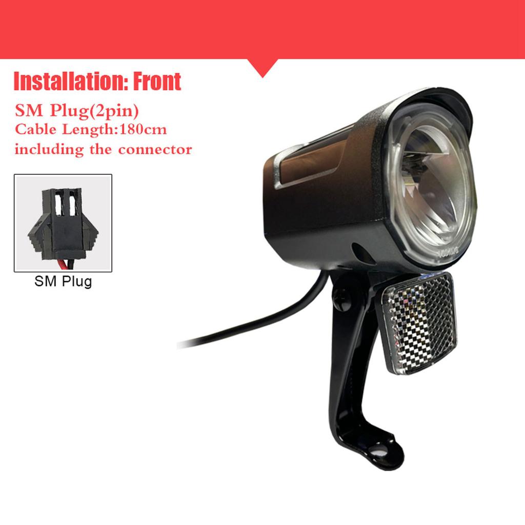 Lumină Față Bicicletă Electrică DC12V la 72V Lumină LED Mufă SM 2 Pini ABS Durabil Far Ebike pentru Bicicletă Electrică