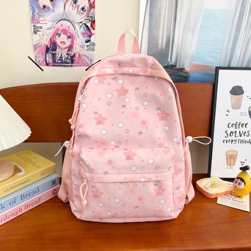 Backpack for Girls with a Girlish Atmosphere, Star Print, Japanese Style, Niche, Large Capacity, Double Shoulder Bag for Middle
