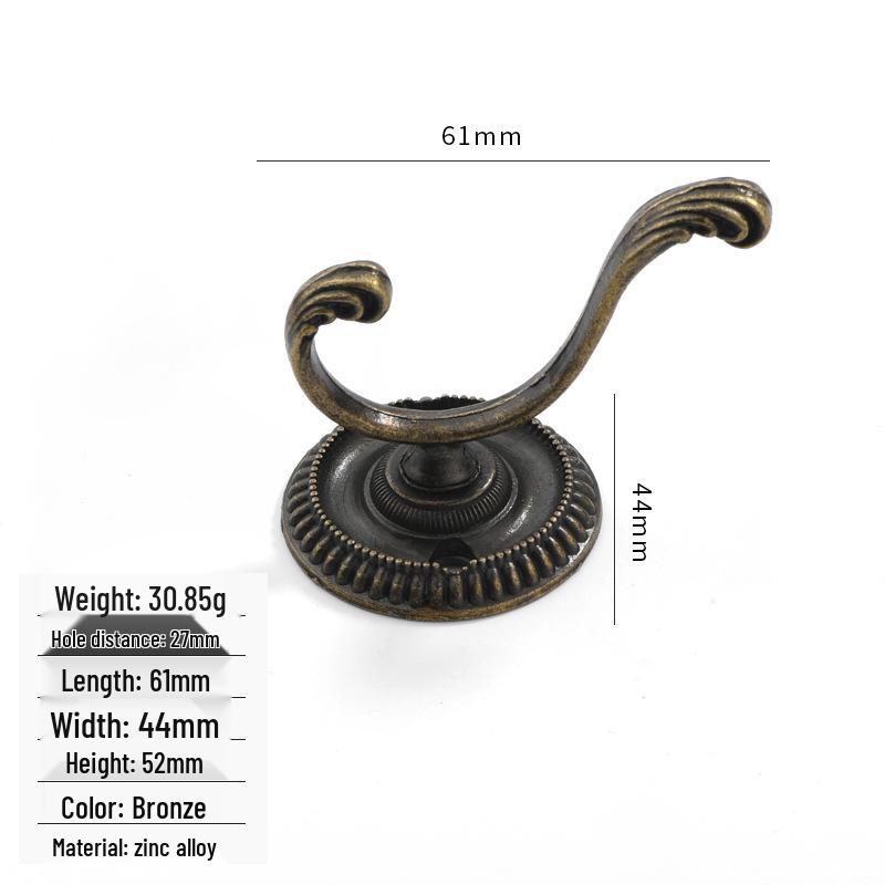 Vintage Green Bronze Chinese-Style Clothing Hooks for Wardrobe and Cabinet