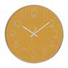 Uhr 30 cm Gelbes Metall Rundes Gold Lorbeer