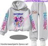 TZWY2026 Autumn KP Op  Girls Print Clothing Children Hoodie 2pcs Set Pants Suit Kids Tracksuit Splice Sport Tracksuits