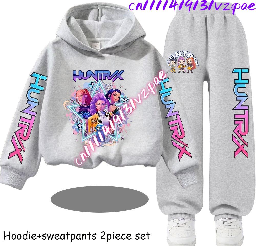 TZWY2026 Autumn KP Op Girls Print Clothing Children Hoodie 2pcs Set Pants Suit Kids Tracksuit Splice Sport Tracksuits