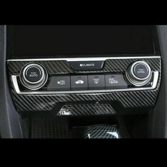 For Honda Civic 2016-2021 Carbon Fiber Center Console AC Switch Panel Cover Trim