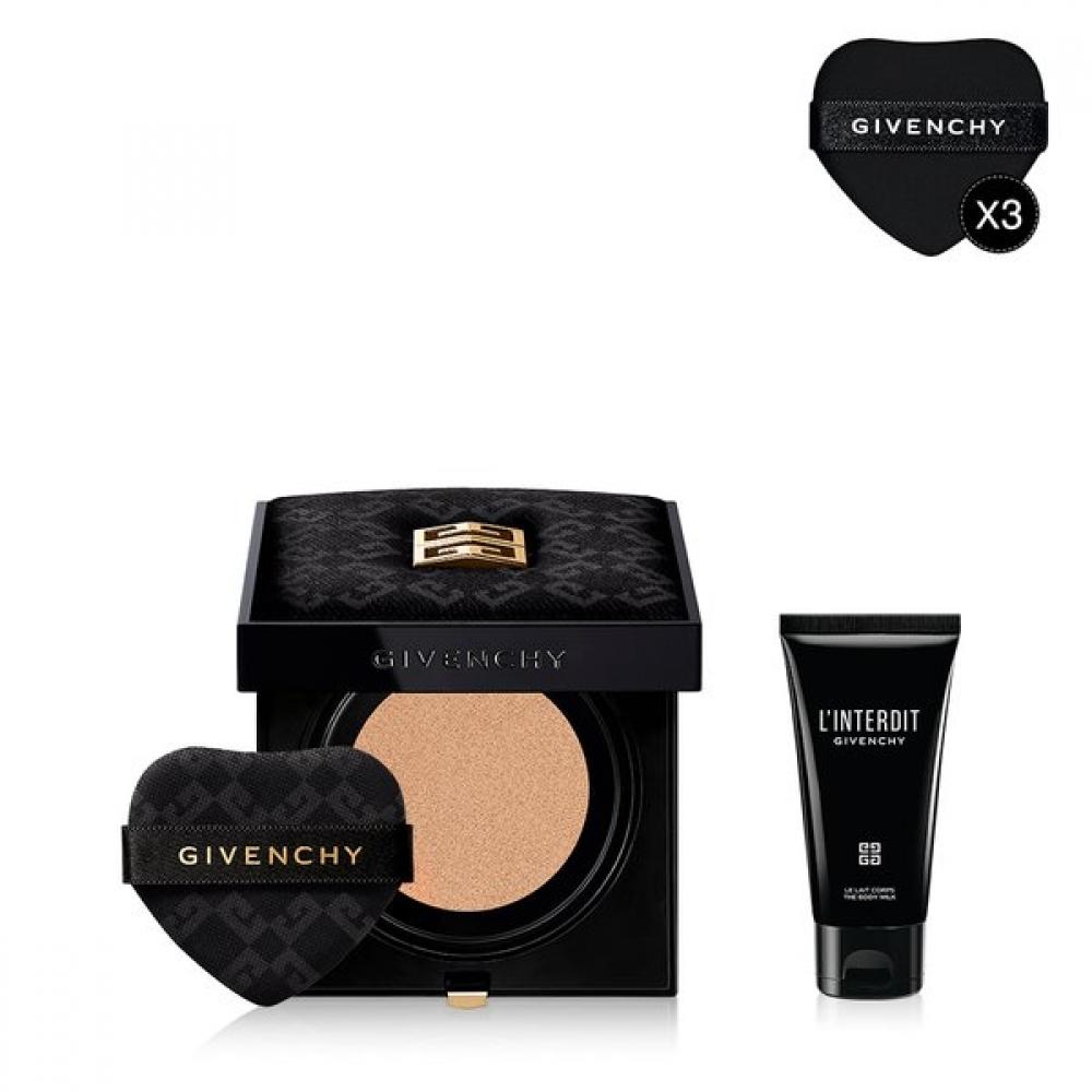 Givenchy Glow Cushion Set +l Interdit Body Lotion 50ml+3 Heart Puffs C105
