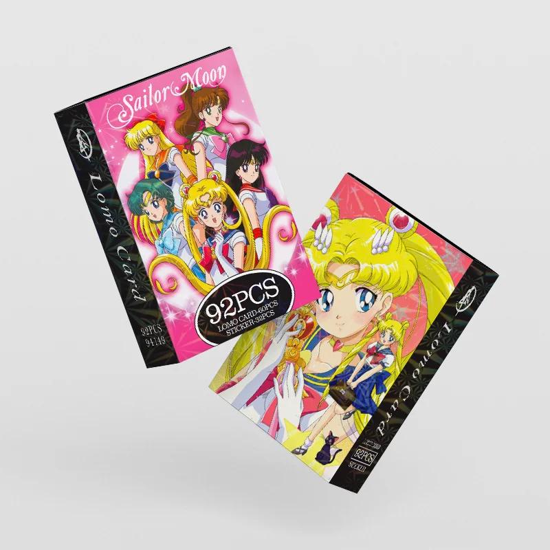 92pcs Sailor Moon Lomo Cards Pocard Double Sided Tsukino Usagi Stickers Anime Print Album Po Card Collection Postcard Gift Kid Friendly Entertaining