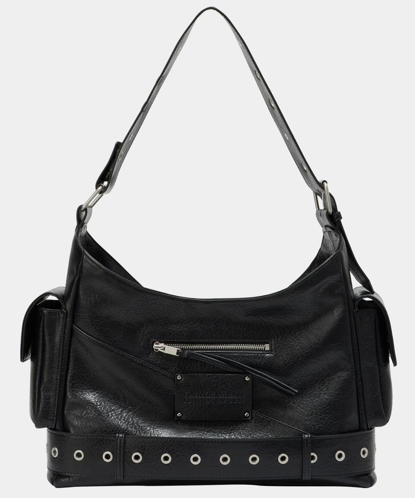 Etre Au Sommet Strap Belt Eyelet Cross Big Bag (Black)