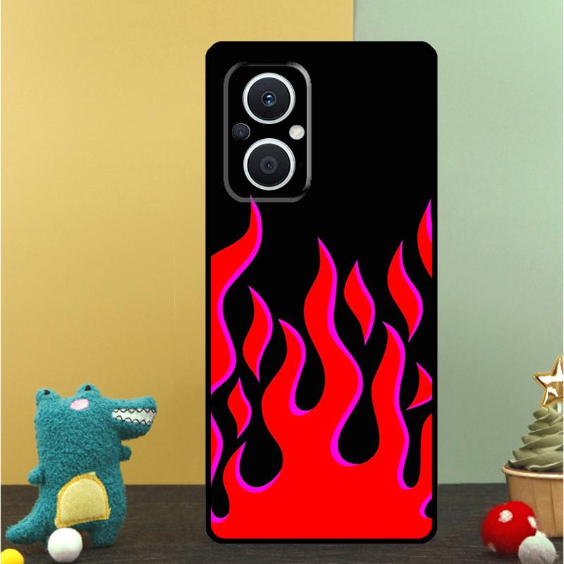 

Blue Red Flame Fire Case For OPPO Reno 15F 13F 14F 12 11 F 10 14 15 Pro 7 8 Lite OPPO Find X9 X8 X6 X5 Pro Cover OPPO Reno12 F
