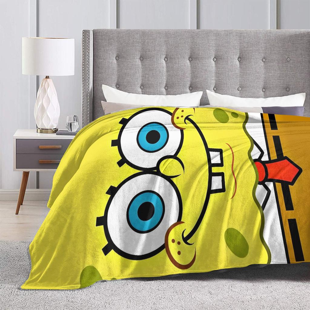 Anime SpongeBob SquarePants Blankets Flannel Awesome Warm Throw Blankets for Coverlet Textile Decor