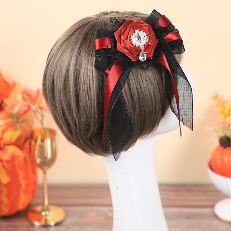Elegant Black Bows Veil Headpiece For Halloween Parties Costume Accessories Cosplays Headbands Fashion Hair Clip