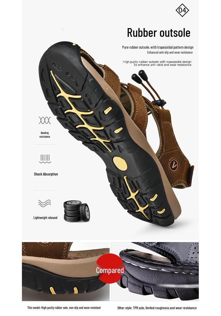2019 Summer Men's Leather Trekking Sandals - Outdoor Stream-Crossing Cowhide Beach Shoes