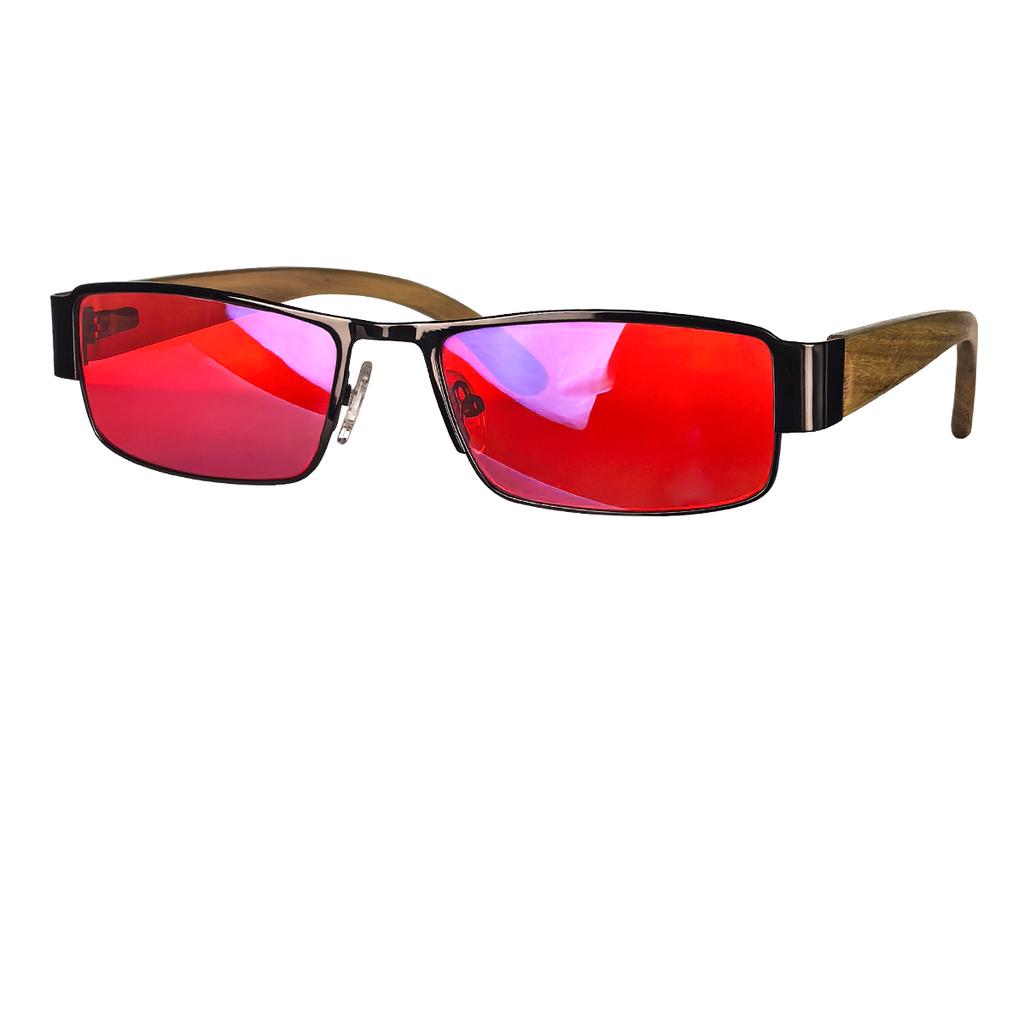 SHINU anti blue light lenses yellow driving glasses sleep glasses red lens orange gamging lens with wood leg frame