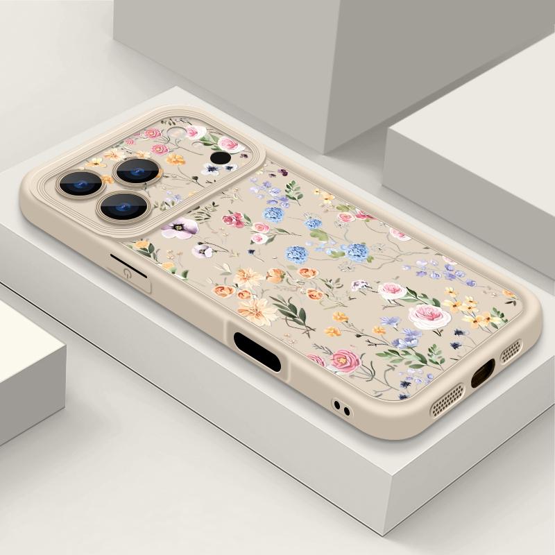 

Противоударный мягкий силиконовый чехол из ТПУ Funda для iPhone 17 Air 16e 16 15 14 Pro Max 13 17 Pro Max 17 Pro 17 Чехол с красочным узором из роз iPhone 17 Pro бежевый